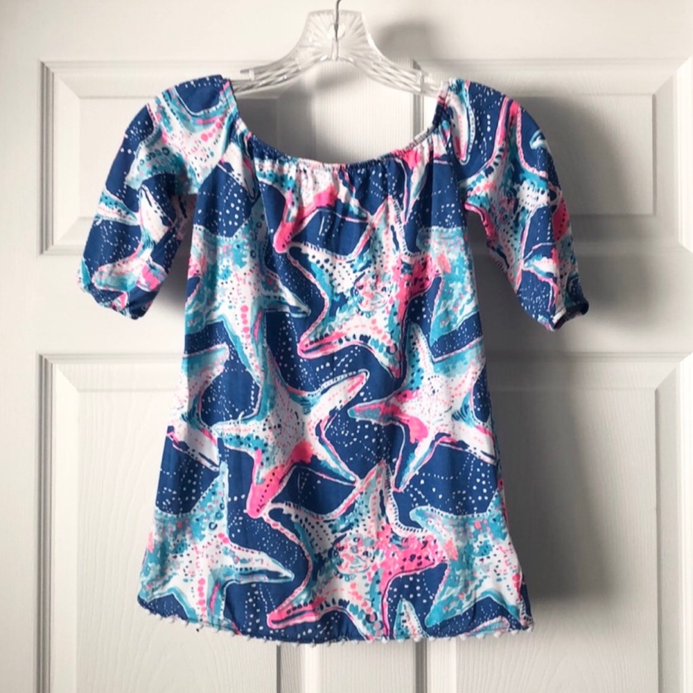 Lilly Pulitzer Kids Long Sleeve Tee - Blue and Pink Starfish